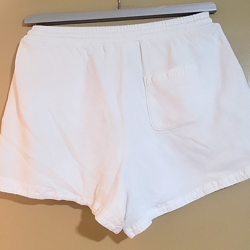 Unsubscribed White Cotton Drawstring Shorts Women's M - Picture 2 of 5